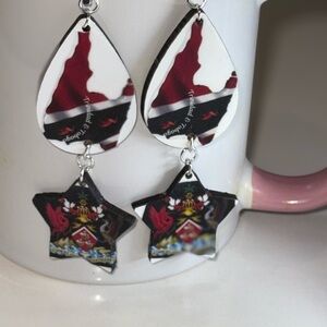 Teardrop Earrings Featuring The Trinidad & Tobago’s National Flag & Coat of Arms